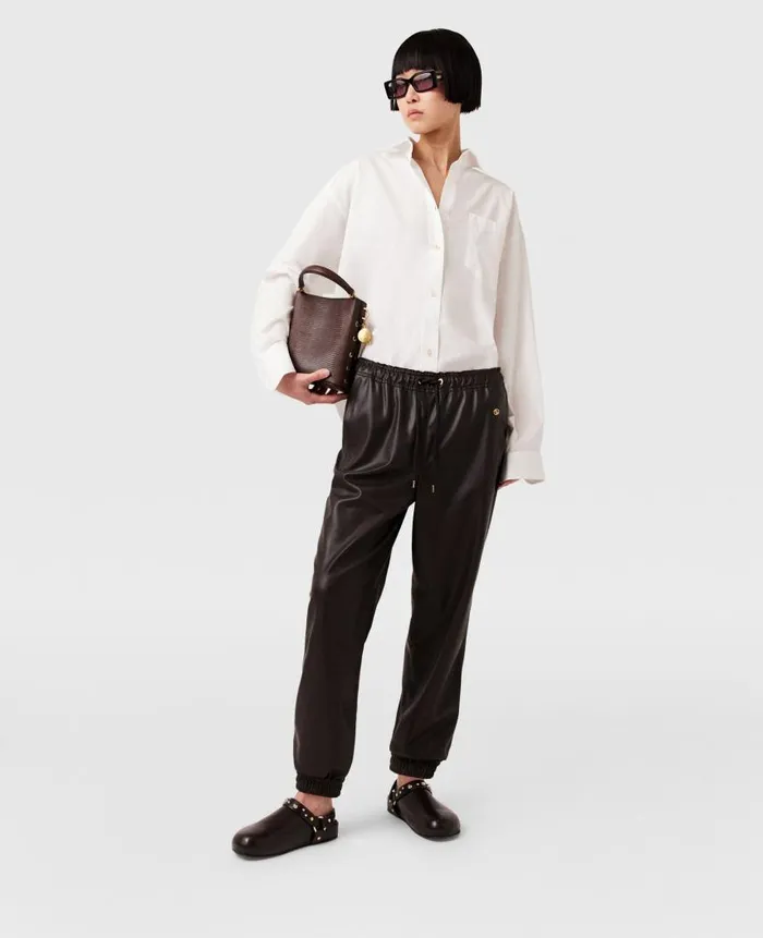 Women Trousers And Shorts Stella McCartney Drawstring Alter Mat Sweatpants Dark Chocolate Brown