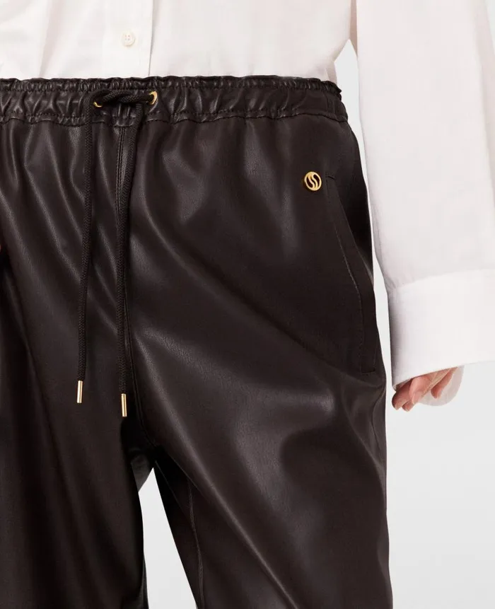 Women Trousers And Shorts Stella McCartney Drawstring Alter Mat Sweatpants Dark Chocolate Brown