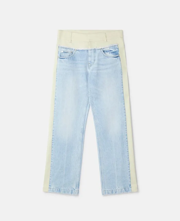 Women Trousers And Shorts Stella McCartney TwoTone Panelled Straight Leg Jeans Blueecru Women Trousers And Shorts Stella McCartney TwoTone Panelled Straight Leg Jeans Blueecru