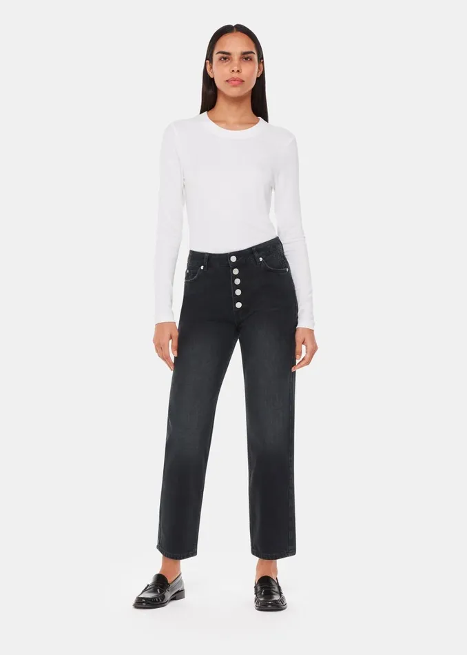 Women Trousers Whistles Black Authentic Hollie Button Jean