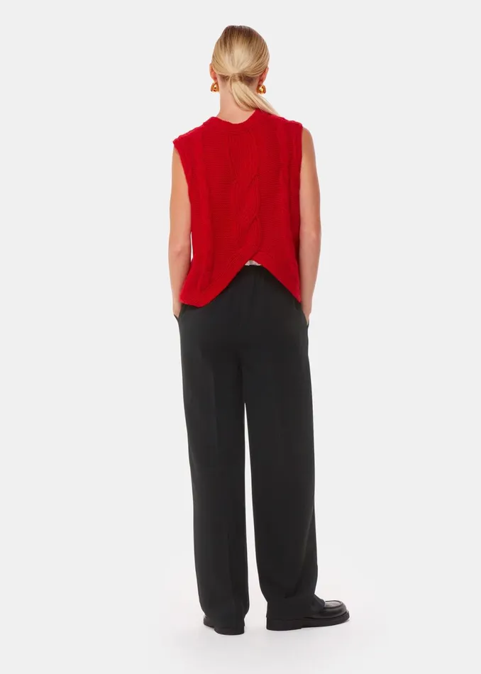 Women Trousers Whistles Black Crepe Waistband Detail Trouser