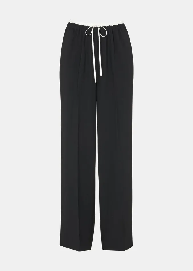 Women Trousers Whistles Black Crepe Waistband Detail Trouser