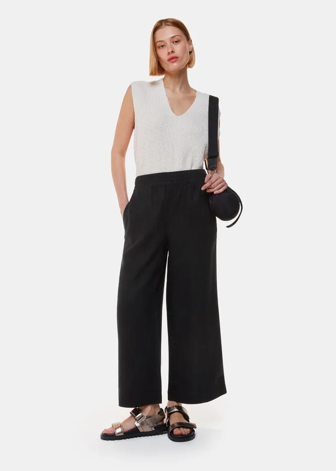 Women Trousers Whistles Black Linen Pocket Trouser