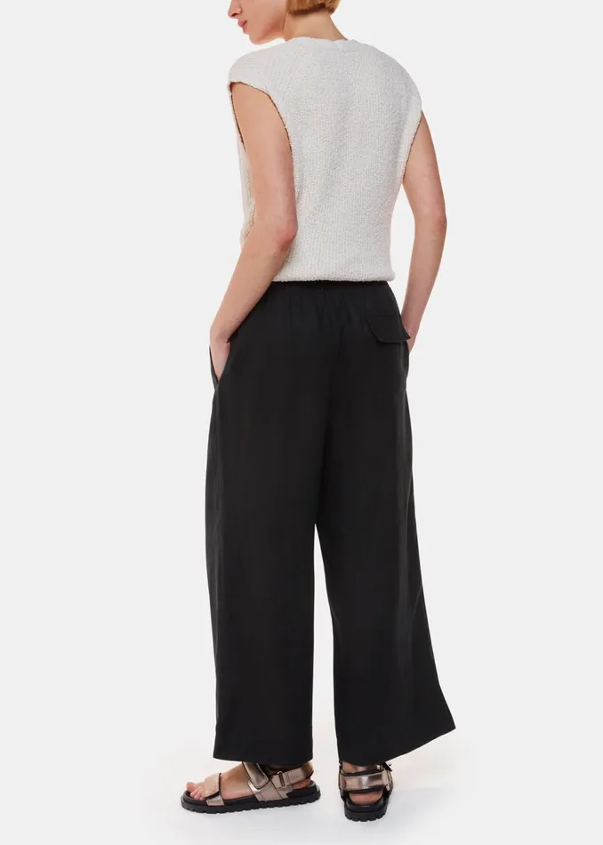 Women Trousers Whistles Black Linen Pocket Trouser