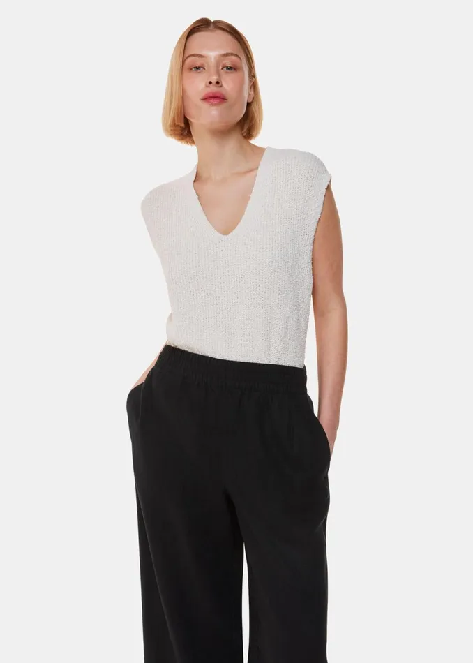 Women Trousers Whistles Black Linen Pocket Trouser