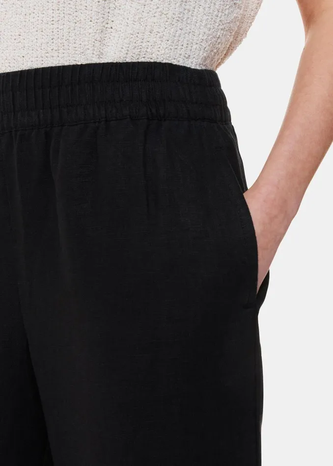 Women Trousers Whistles Black Linen Pocket Trouser