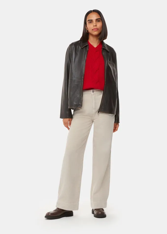 Women Trousers Whistles Cream Wide Leg Cord Jean