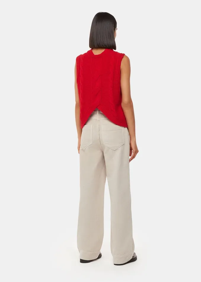 Women Trousers Whistles Cream Wide Leg Cord Jean