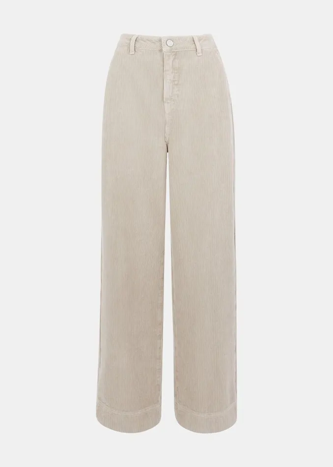 Women Trousers Whistles Cream Wide Leg Cord Jean
