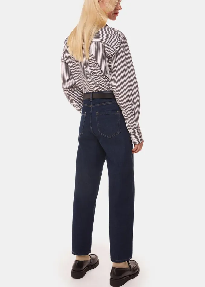 Women Trousers Whistles Dark Denim Stretch Barrel Leg Jean