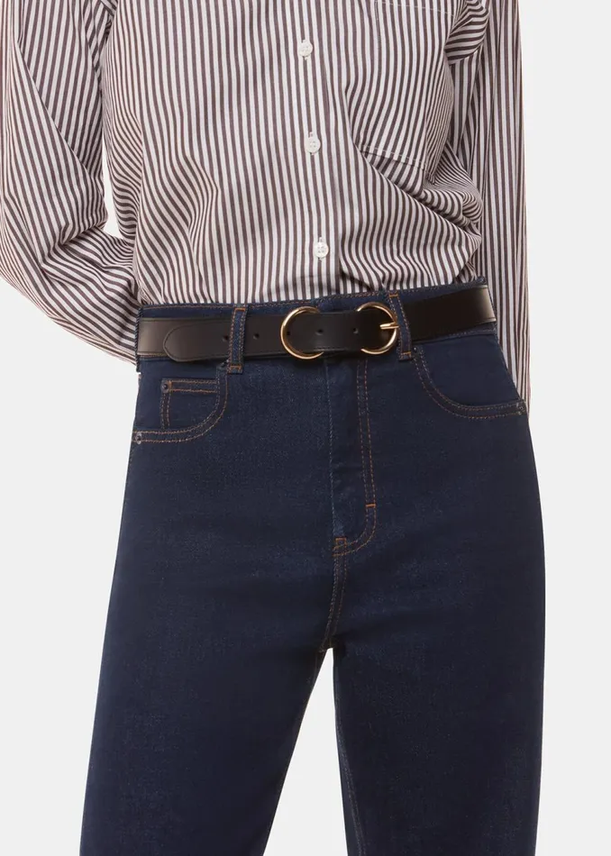 Women Trousers Whistles Dark Denim Stretch Barrel Leg Jean