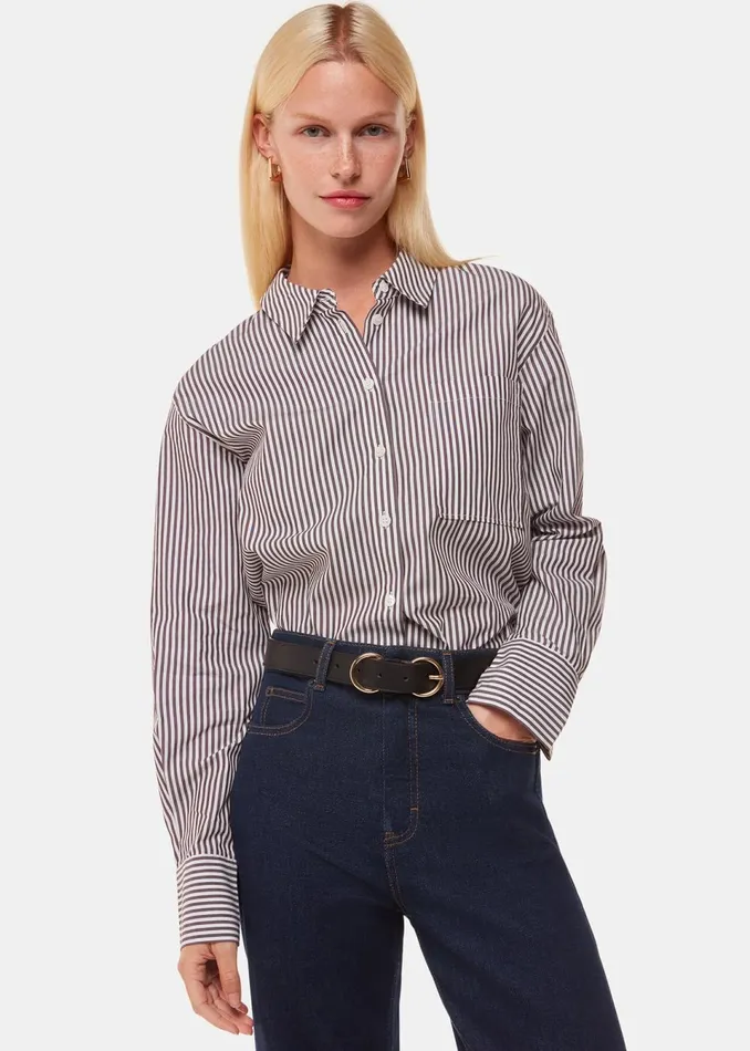 Women Trousers Whistles Dark Denim Stretch Barrel Leg Jean