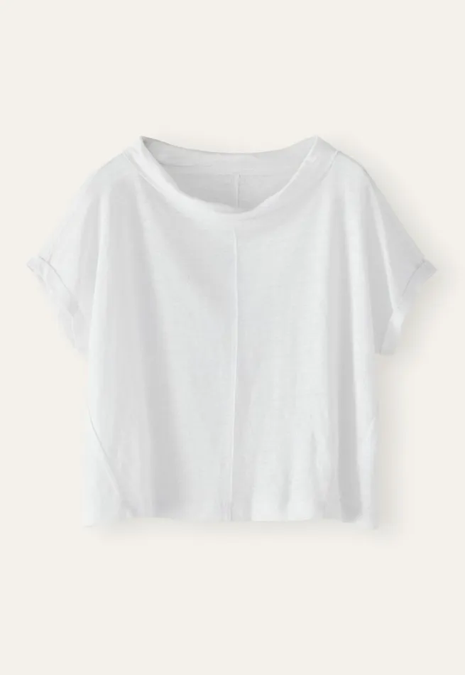 Women Turnedover Neck Top White Poetry Fashion TShirt and Tops