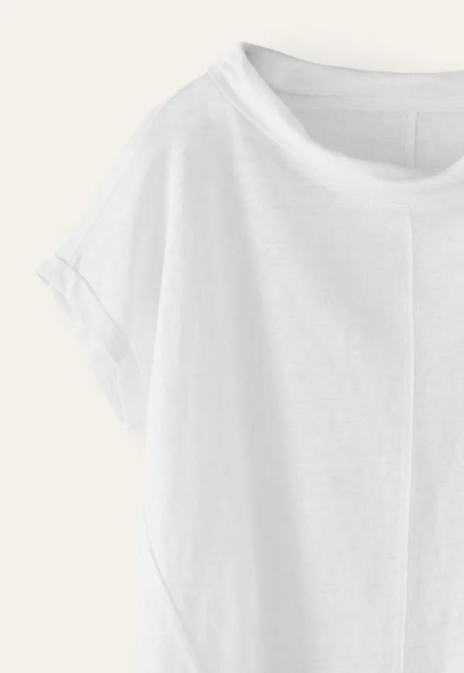 Women Turnedover Neck Top White Poetry Fashion TShirt and Tops