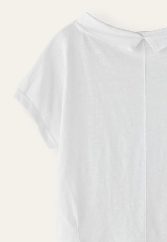 Women Turnedover Neck Top White Poetry Fashion TShirt and Tops