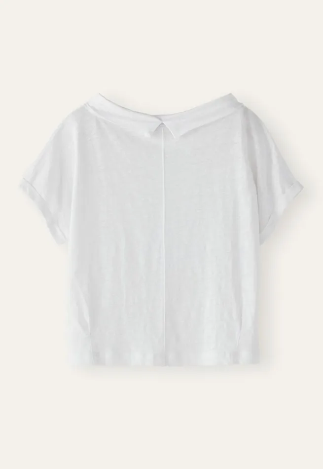 Women Turnedover Neck Top White Poetry Fashion TShirt and Tops