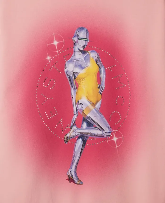 WomenUnisex Sweatshirts And TShirts Stella McCartney Sexy Robot Print Organic Cotton Hoodie Pink