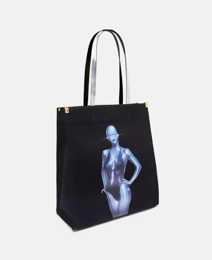 WomenUnisex Tote Bags Stella McCartney Sexy Robot Graphic Organic Cotton Canvas Tote Bag Ultra Black