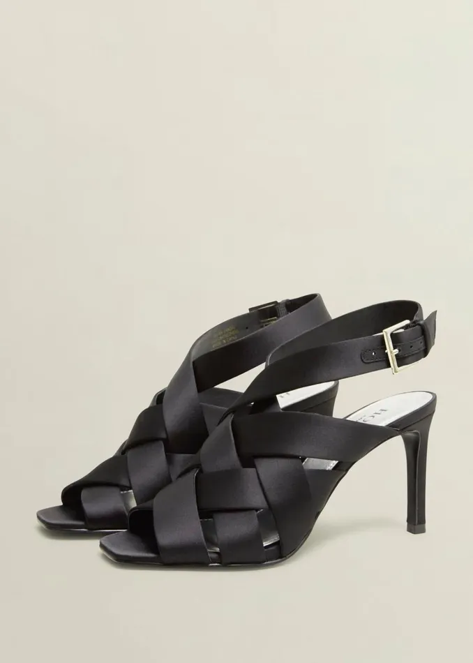 Women Velma Satin Sandals Black Hobbs Heels