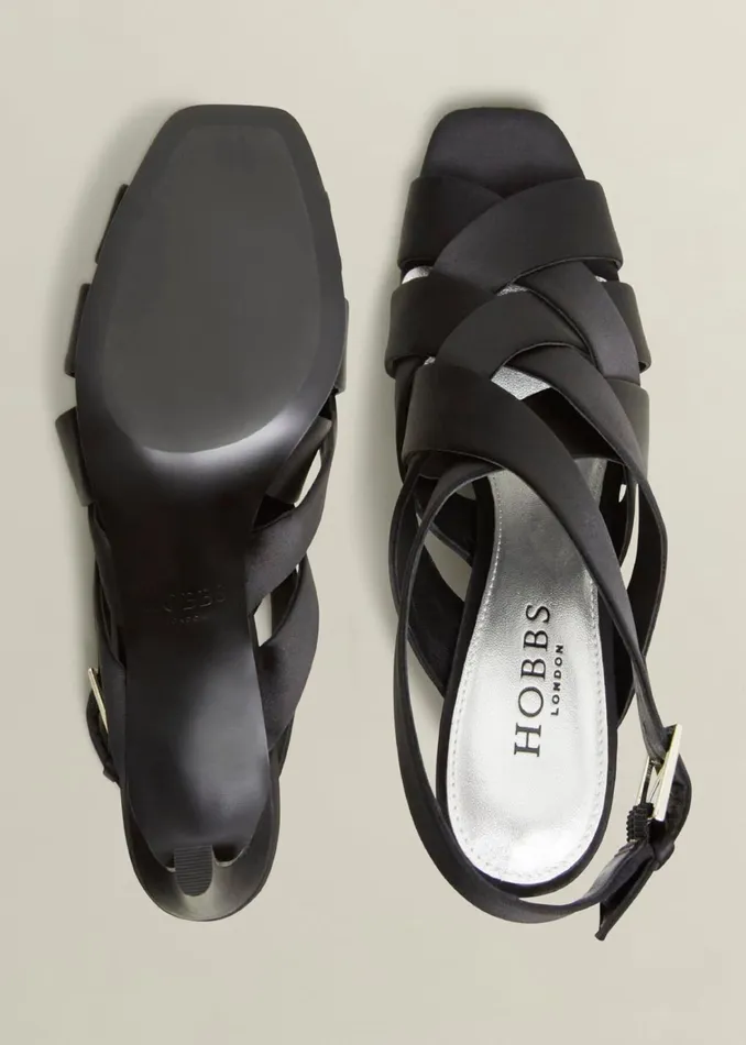 Women Velma Satin Sandals Black Hobbs Heels