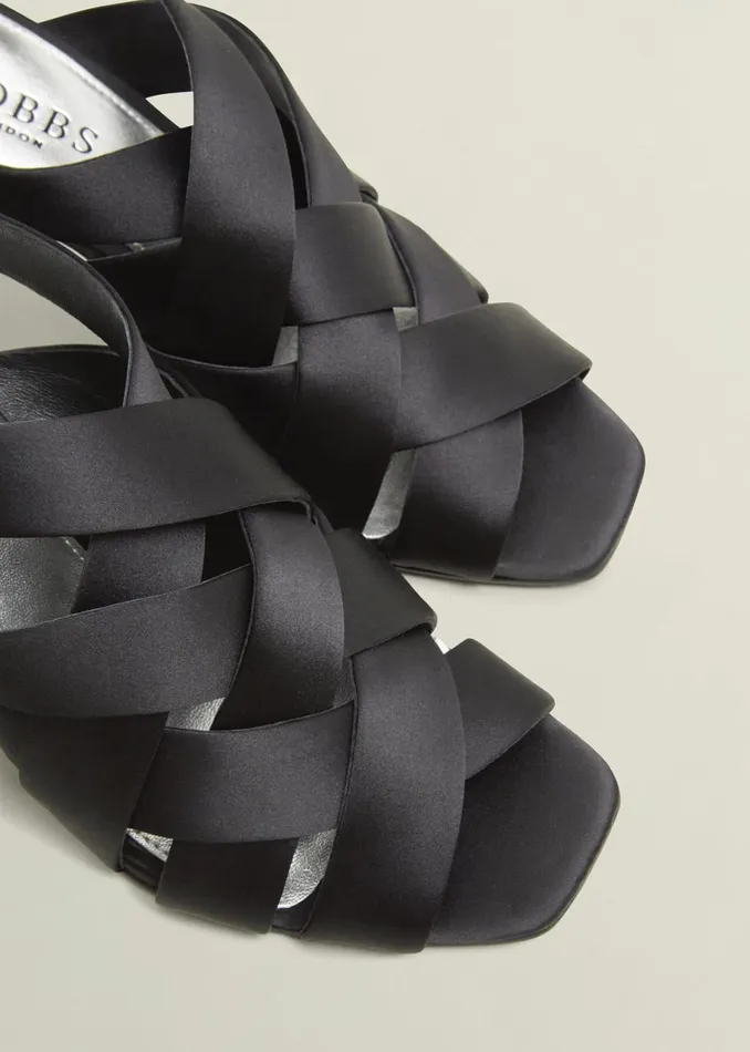 Women Velma Satin Sandals Black Hobbs Heels