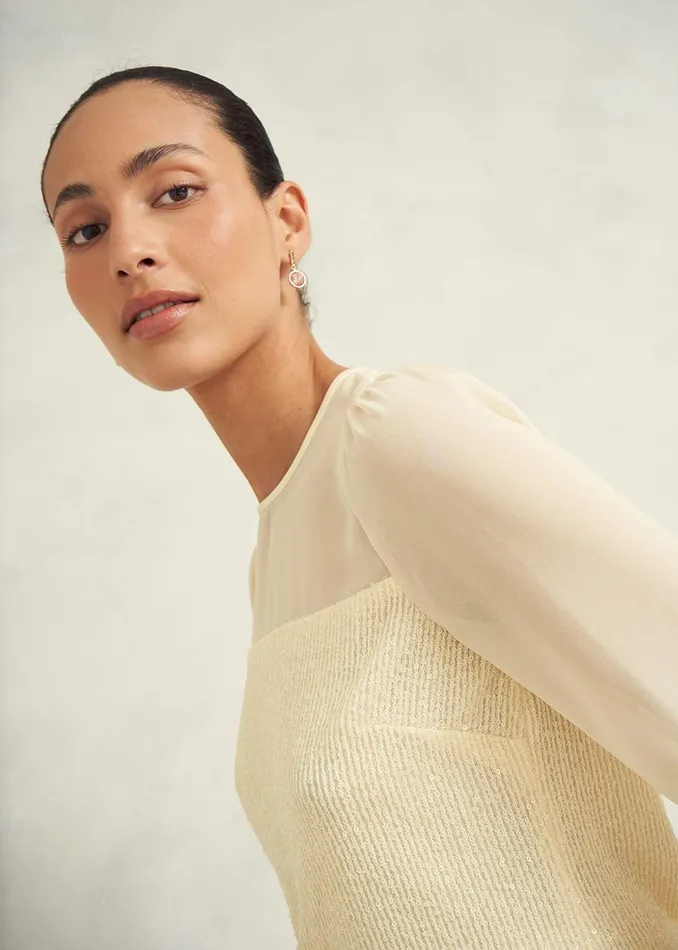 Women Zariah Sequin Top Buttercream Hobbs Tops