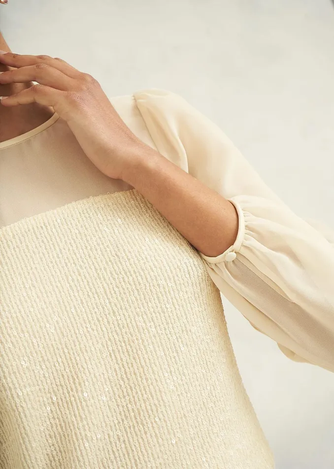 Women Zariah Sequin Top Buttercream Hobbs Tops