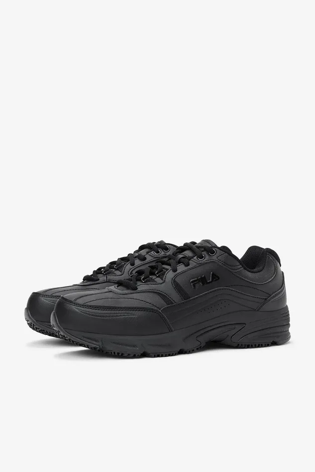 Work Shoes Men Fila Memory Workshift Slip Resistant Steel Toe Shoe 001 Black Black Black