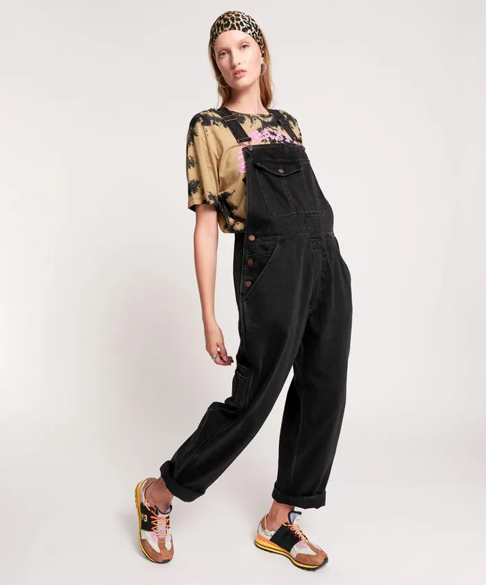 WORN BLACK STANTON ST OVERALLS Women One Teaspoon Denim Jumpsuits