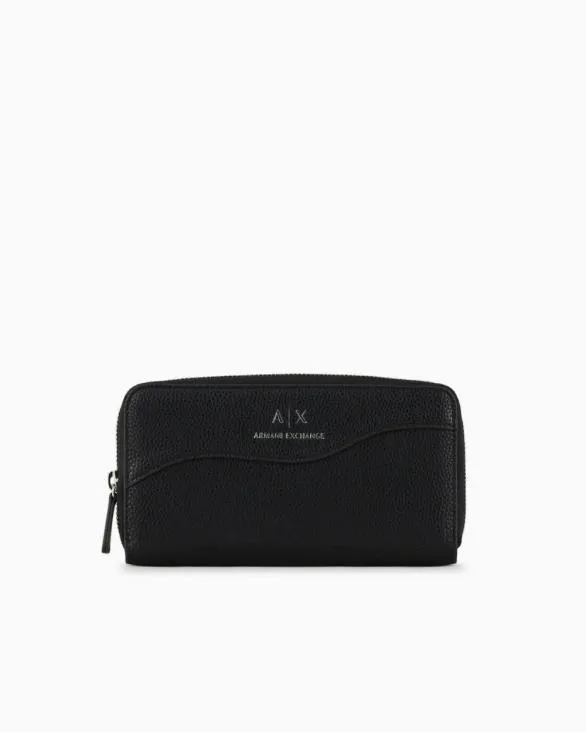 Zip Around Wallet With Shaped Stitching Black Women Armani Wallets And Small Leather Goods Zip Around Wallet With Shaped Stitching Black Women Armani Wallets And Small Leather Goods