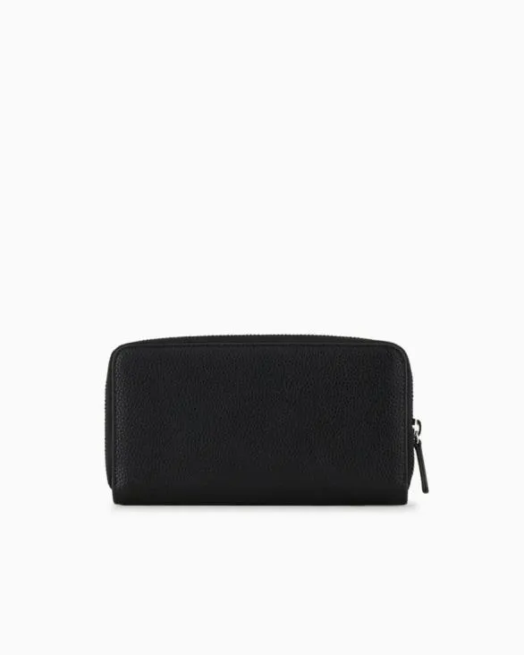 Zip Around Wallet With Shaped Stitching Black Women Armani Wallets And Small Leather Goods Zip Around Wallet With Shaped Stitching Black Women Armani Wallets And Small Leather Goods