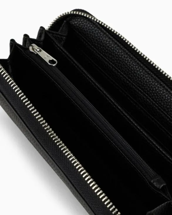 Zip Around Wallet With Shaped Stitching Black Women Armani Wallets And Small Leather Goods Zip Around Wallet With Shaped Stitching Black Women Armani Wallets And Small Leather Goods