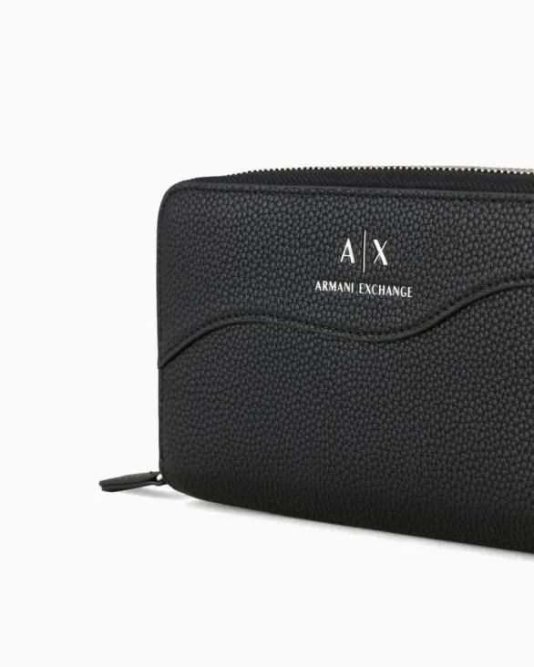 Zip Around Wallet With Shaped Stitching Black Women Armani Wallets And Small Leather Goods Zip Around Wallet With Shaped Stitching Black Women Armani Wallets And Small Leather Goods