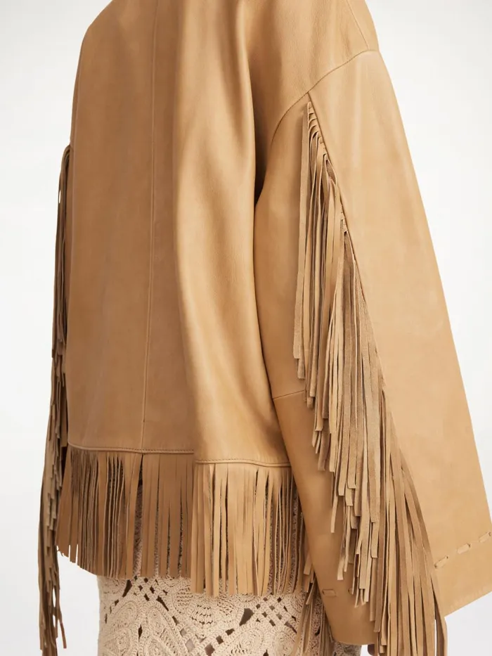 Zoena Leather Jacket Tan Women By Malene Birger Coats and Jackets